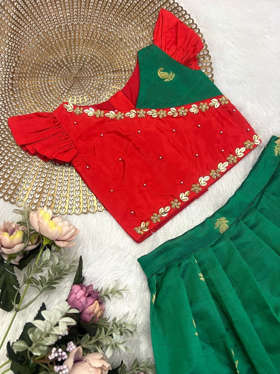 Rangoli - Red Green Designer Minipattu