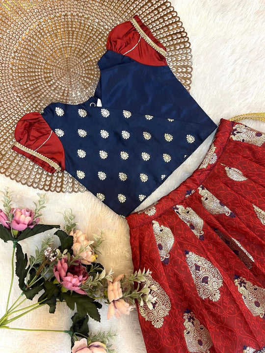 NB Rashmi Blue Maroon Minipattu