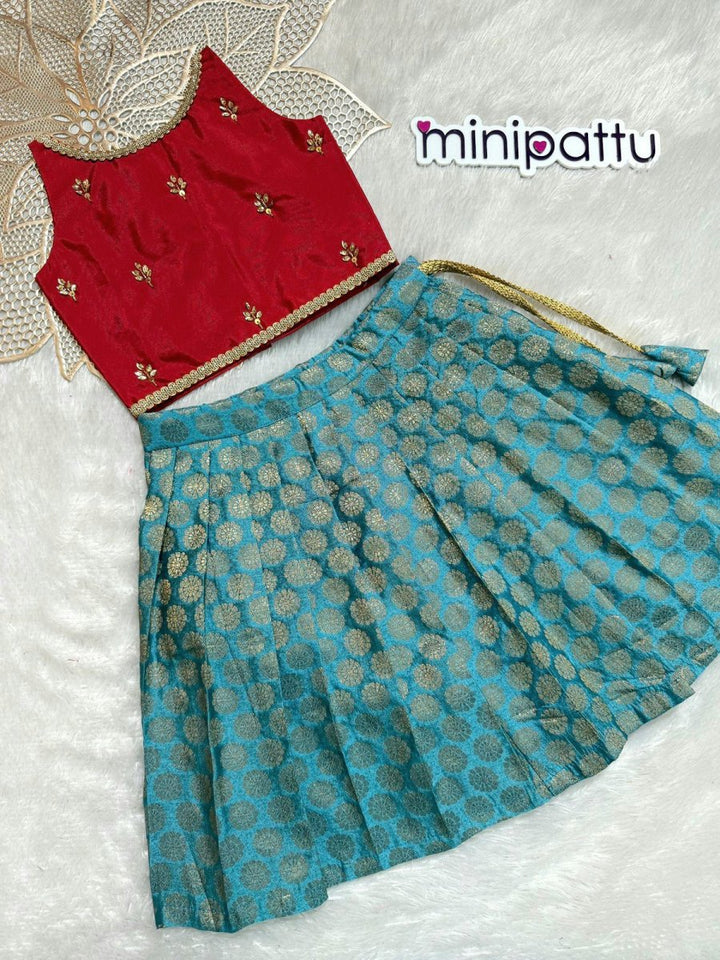 Reena - Red Blue Designer Minipattu
