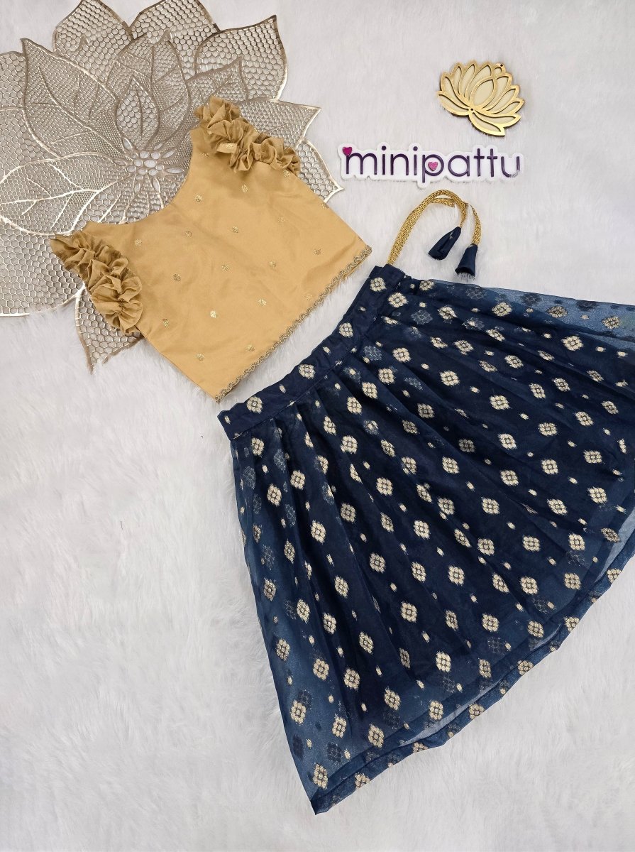 Rithanya -Gold Butta Blue Minipattu