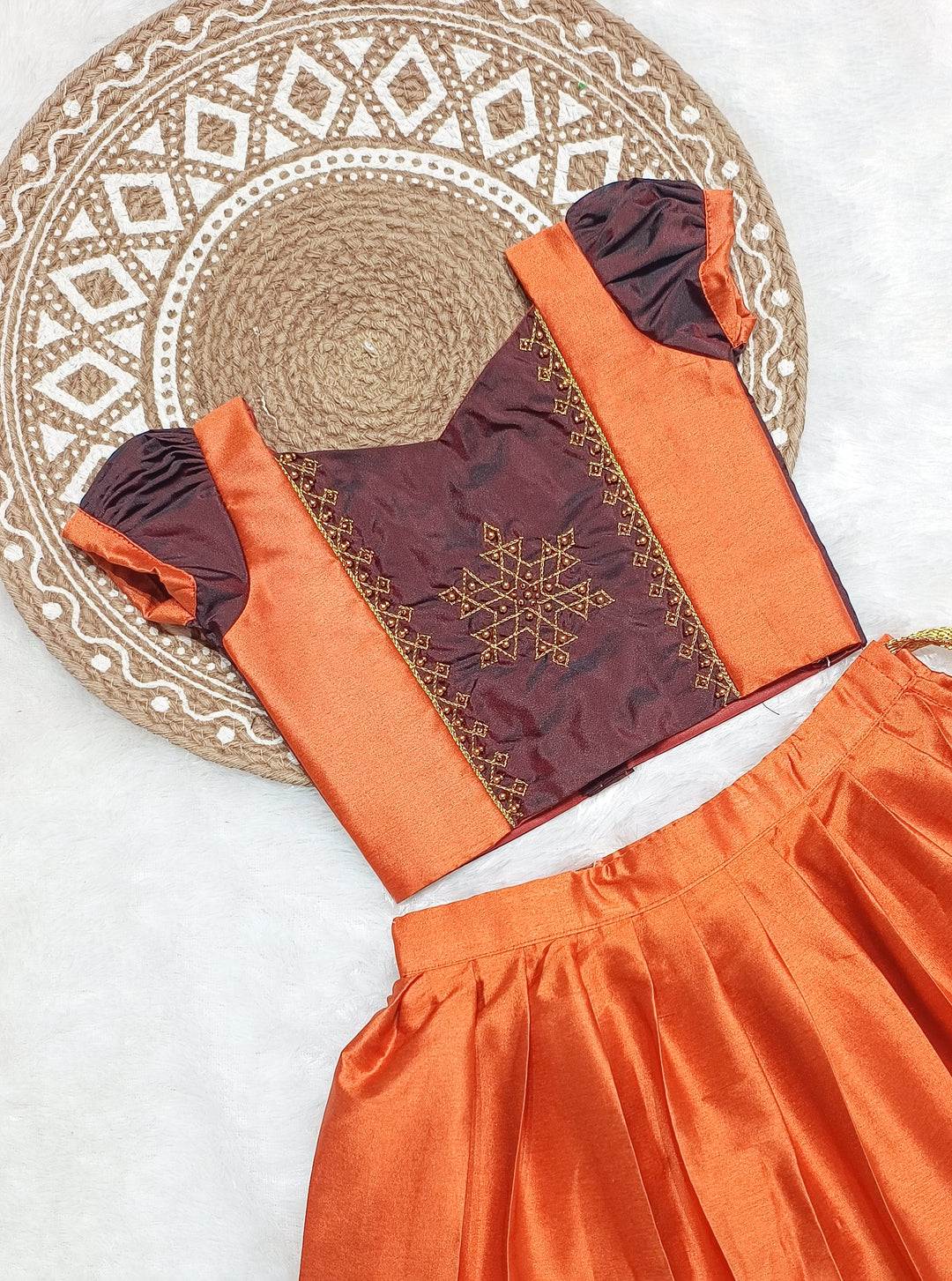 Anjali - Brown Rust Orange Designer Minipattu