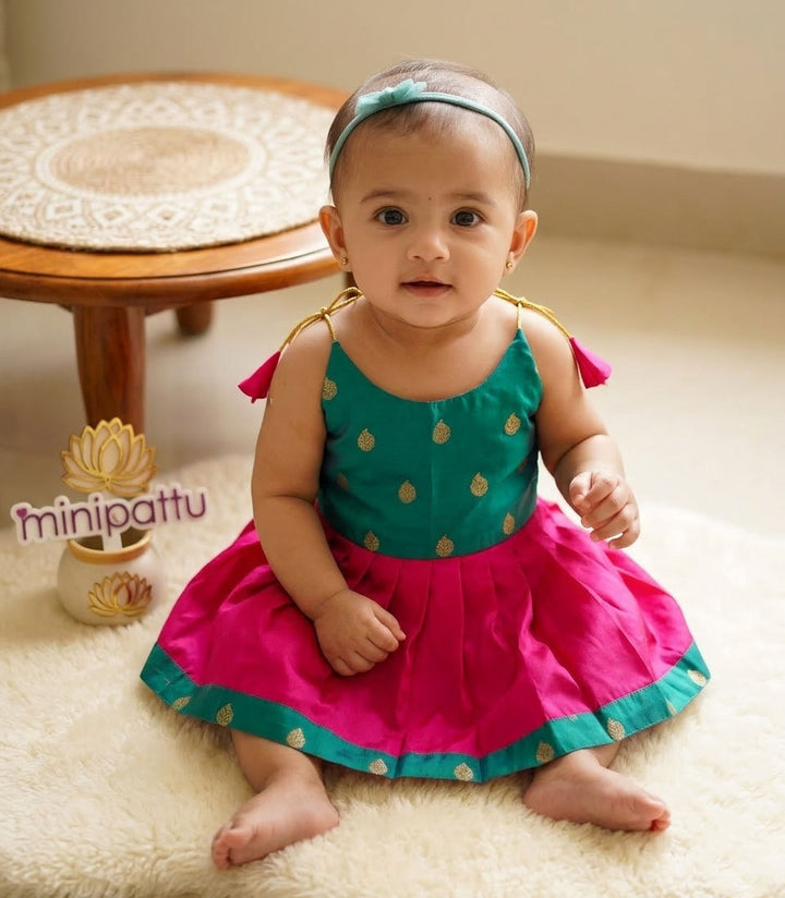 Vinusha - Blue Pink Frock-Cum-Romper Minipattu