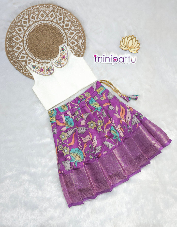 Harini - Half White Magenta Designer Minipattu