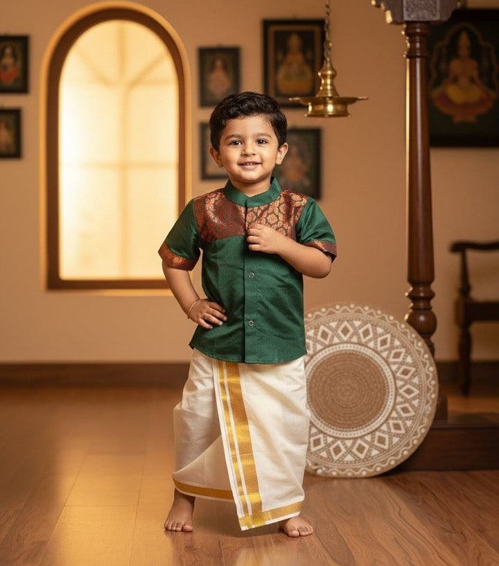 Shyam - Green Shirt & Dhothi Set