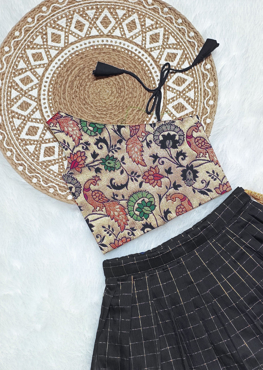 Paithani Checks Black Designer Minipattu