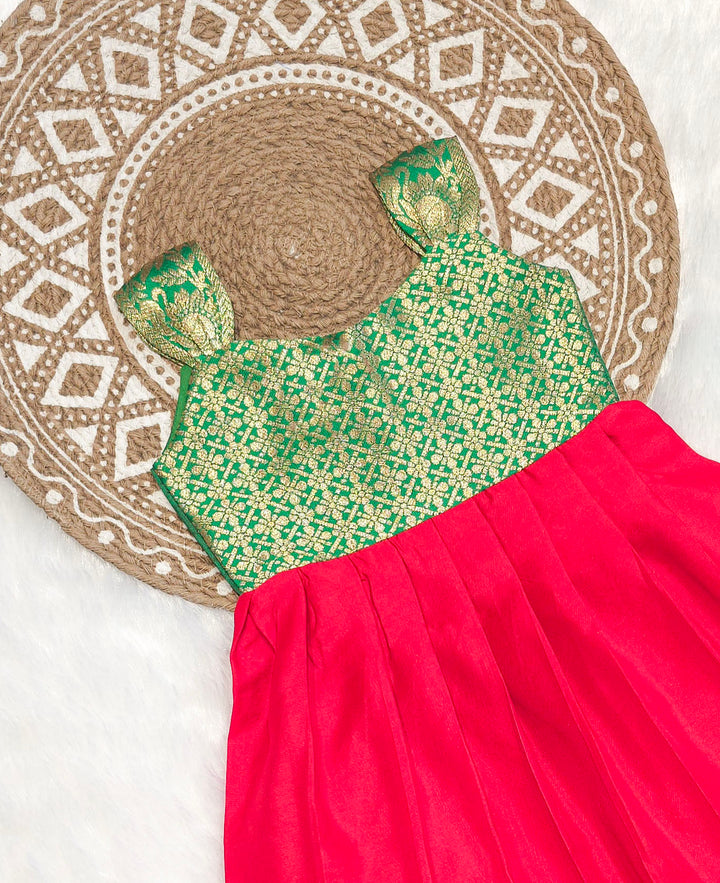 Anvika - Green Red Frock Minipattu