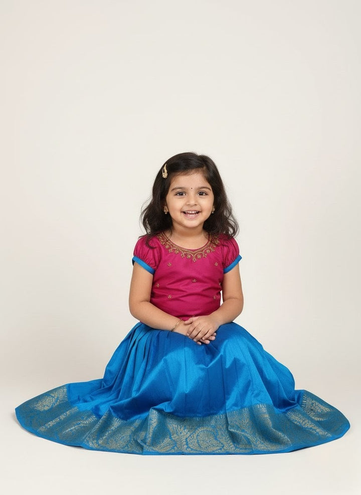Vedha - Pink Blue Designer Minipattu