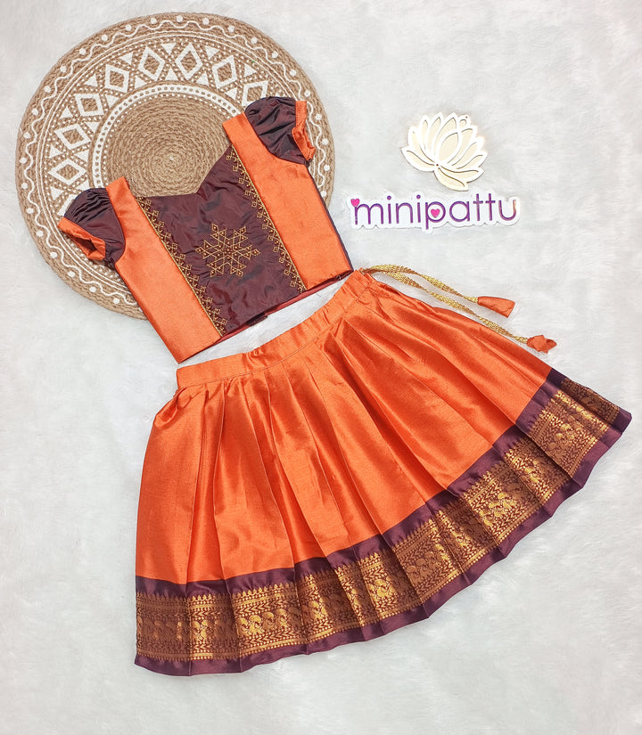 Anjali - Brown Rust Orange Designer Minipattu