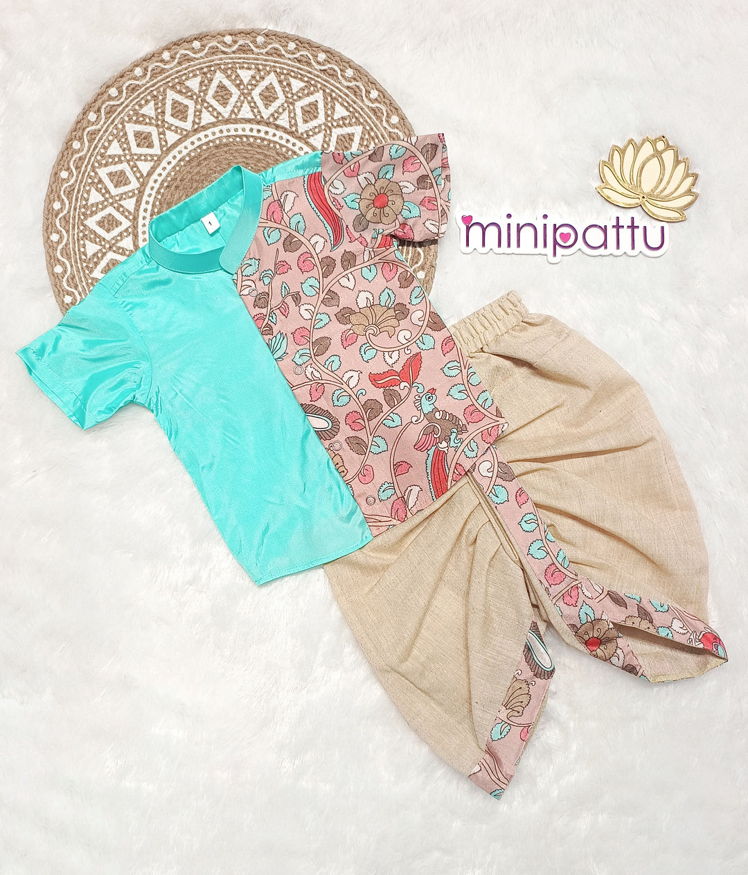 Yuvan -Turquoise Kurta & Dhothi Set