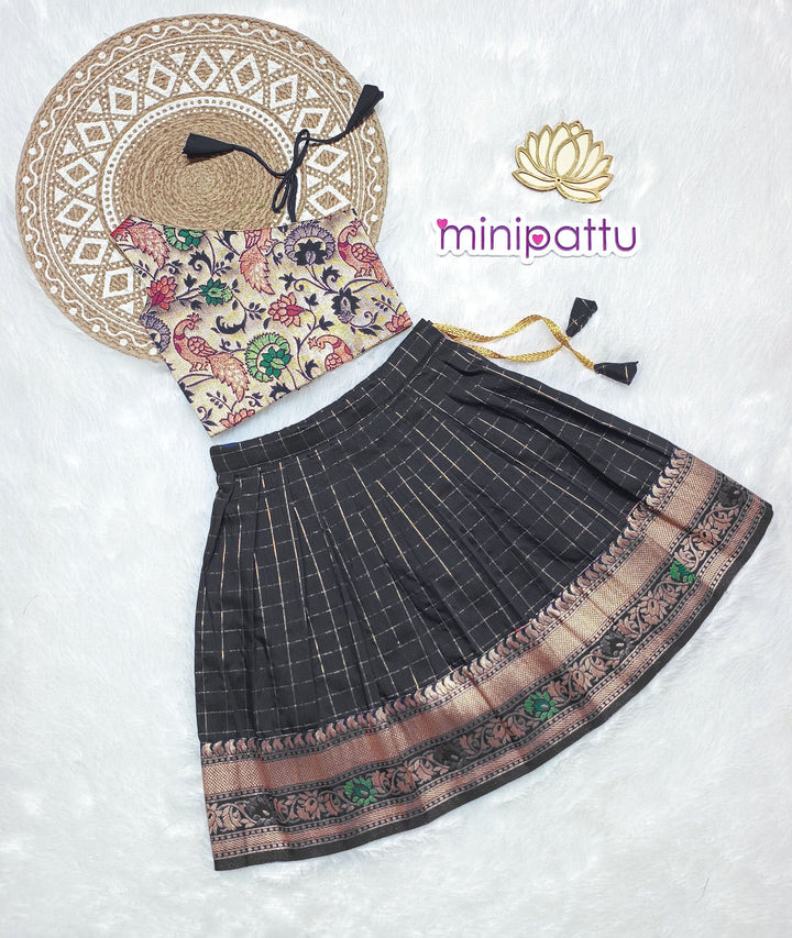 Paithani Checks Black Designer Minipattu