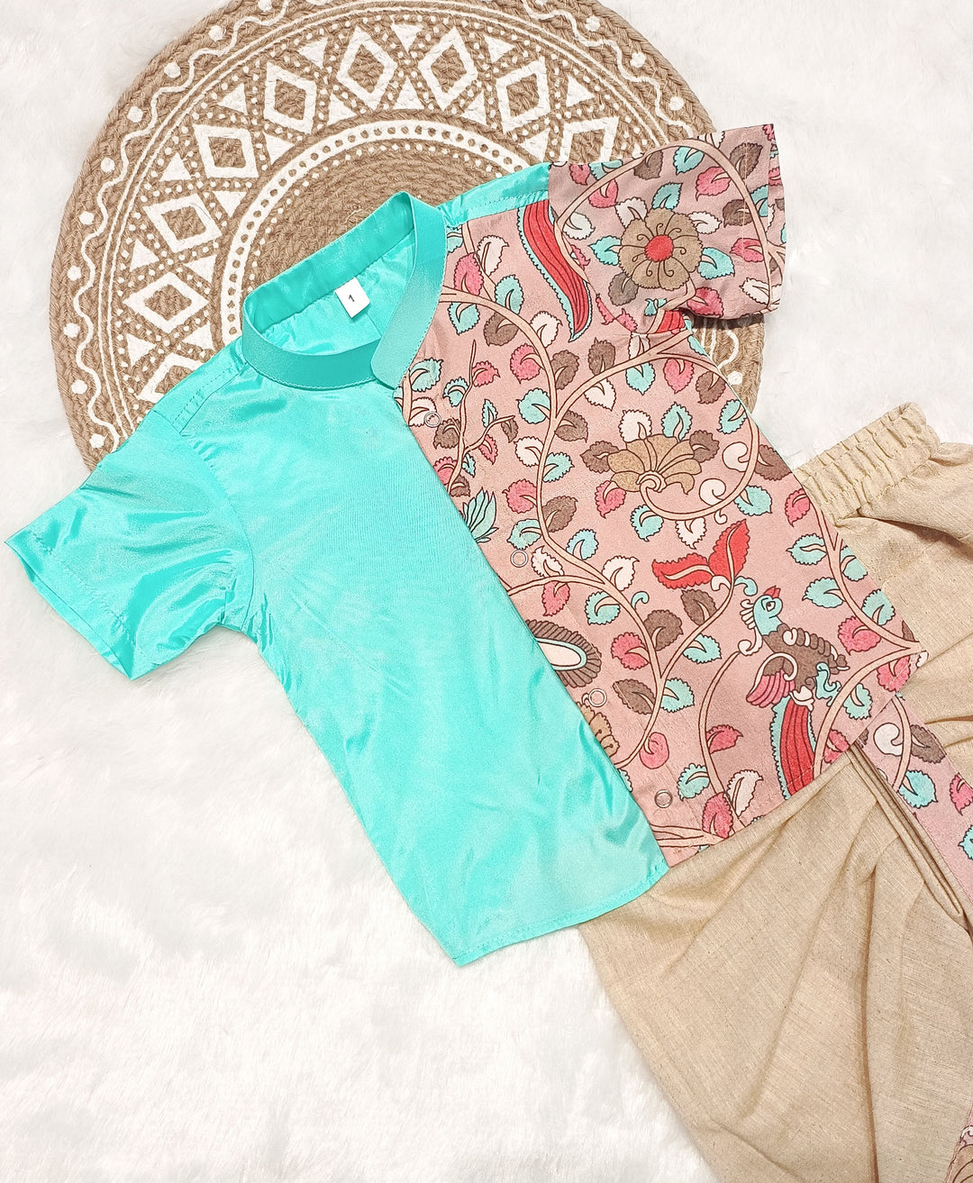 Yuvan -Turquoise Kurta & Dhothi Set