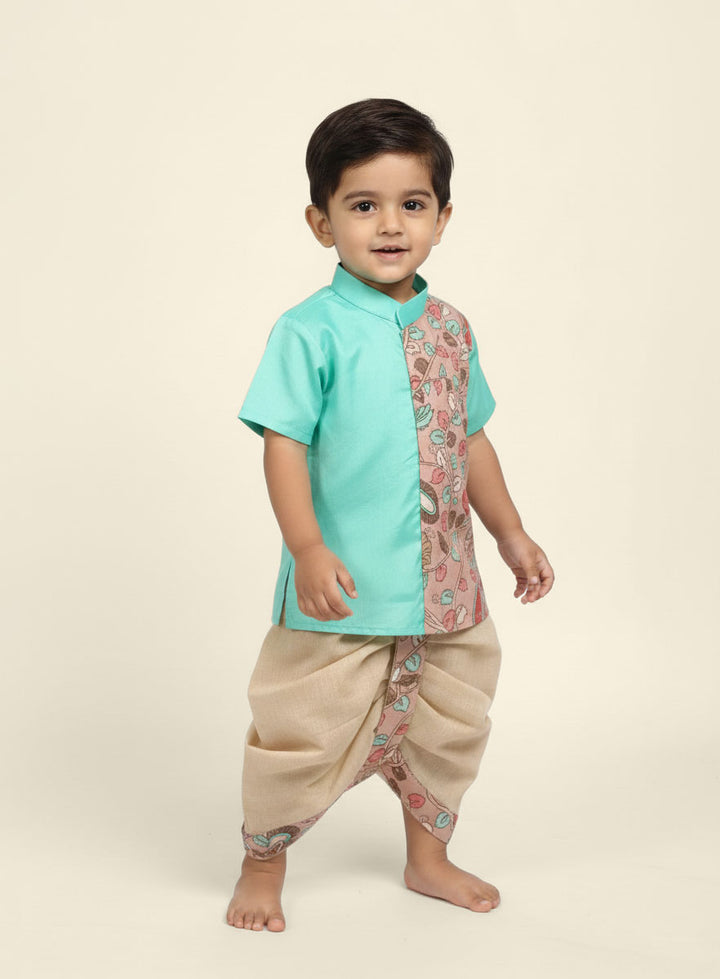Yuvan -Turquoise Kurta & Dhothi Set