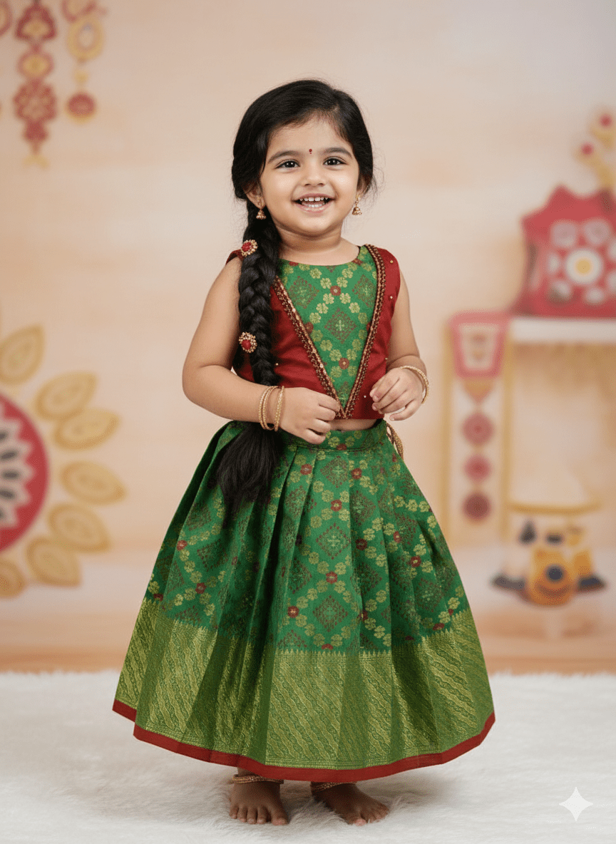 Sasha -Maroon Green Designer Minipattu