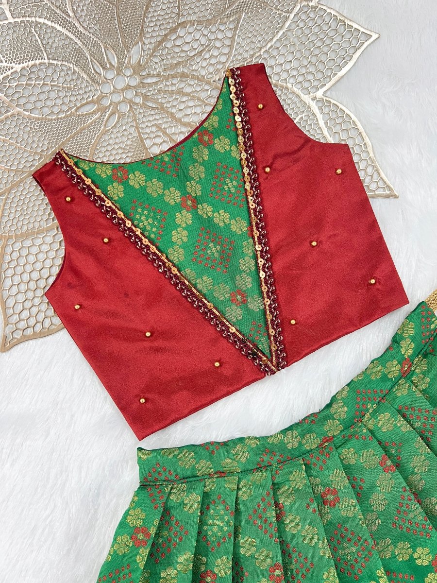Sasha -Maroon Green Designer Minipattu