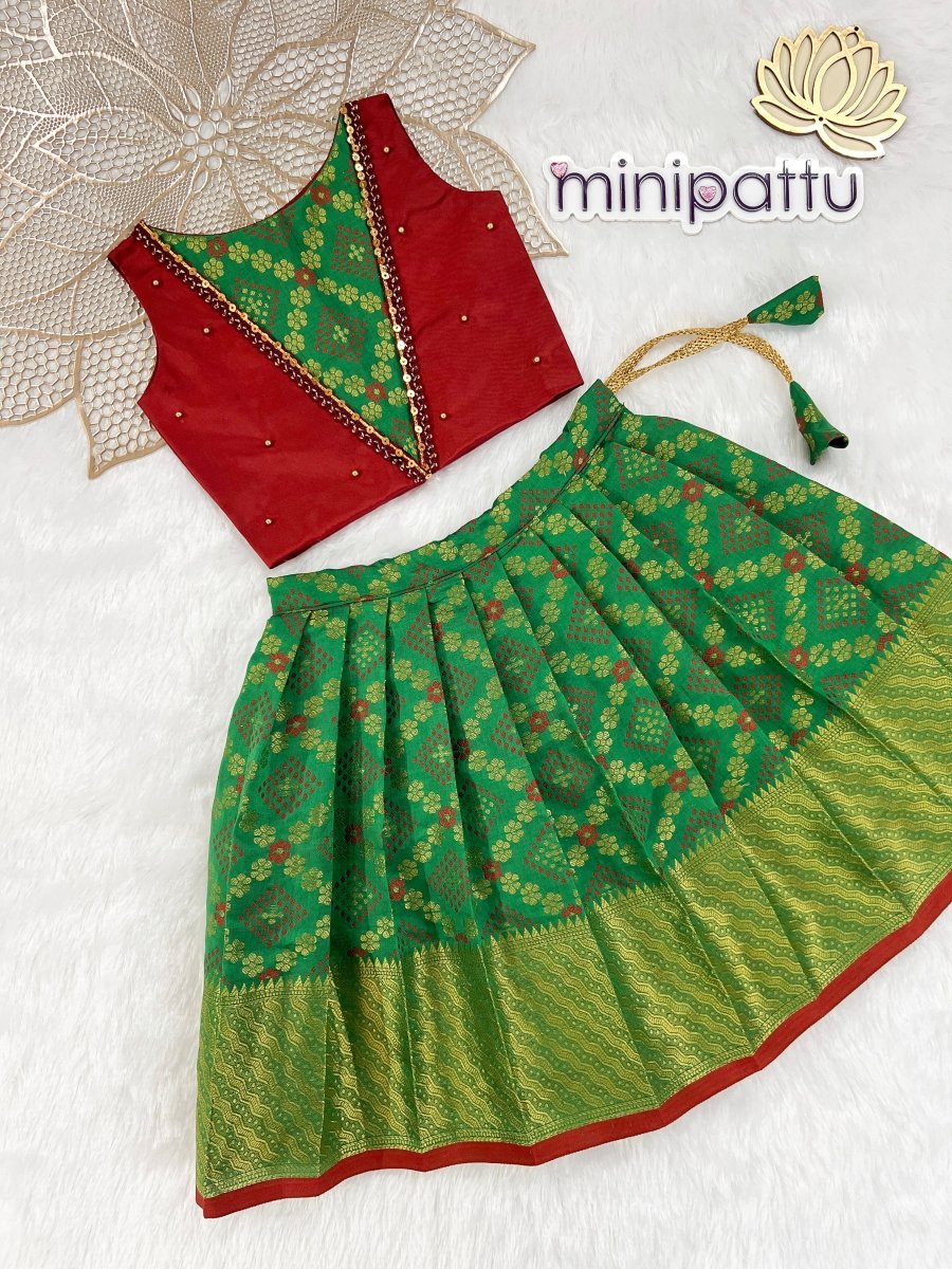Sasha -Maroon Green Designer Minipattu