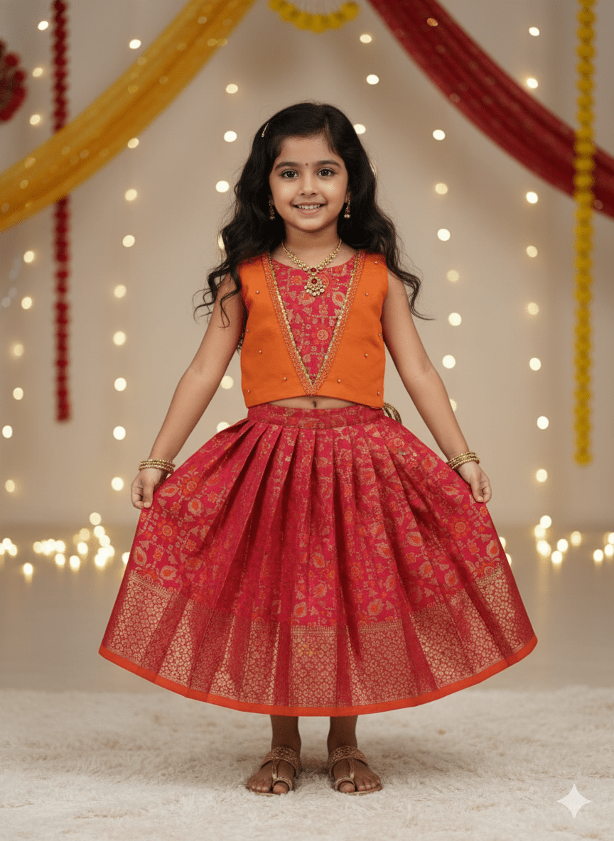 Sasha - Orange Pink Designer Minipattu