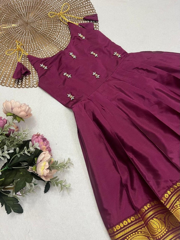 Tejas - Burgundy Butta Frock
