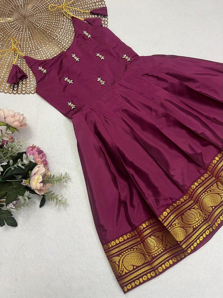 Tejas - Burgundy Butta Frock