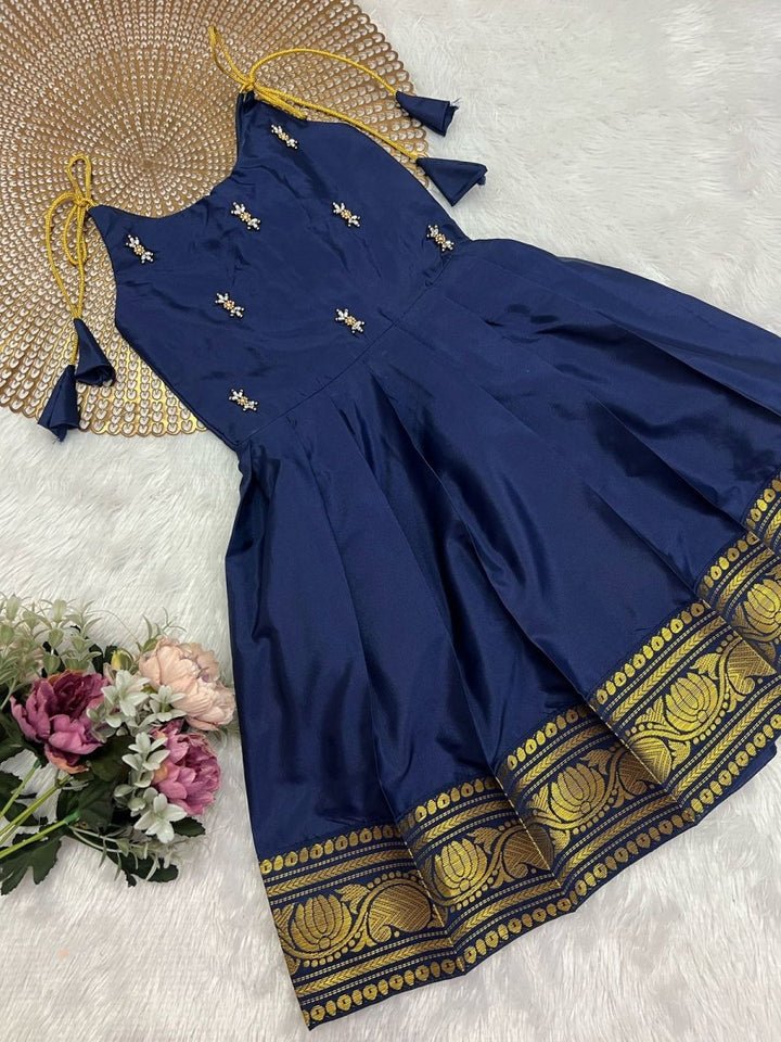 Tejas - Navy Blue Butta Frock