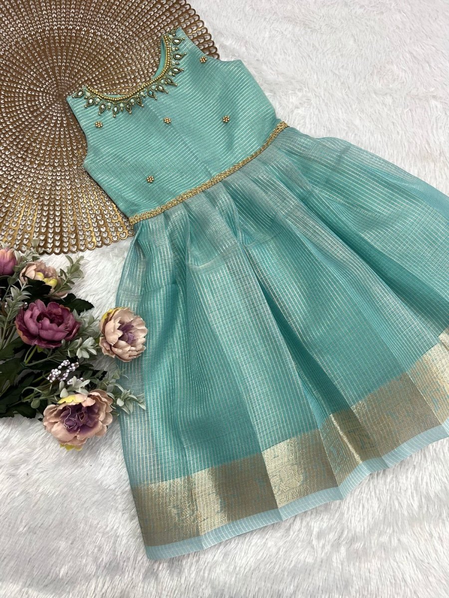 Tharini- Blue Tissue Silk Frock