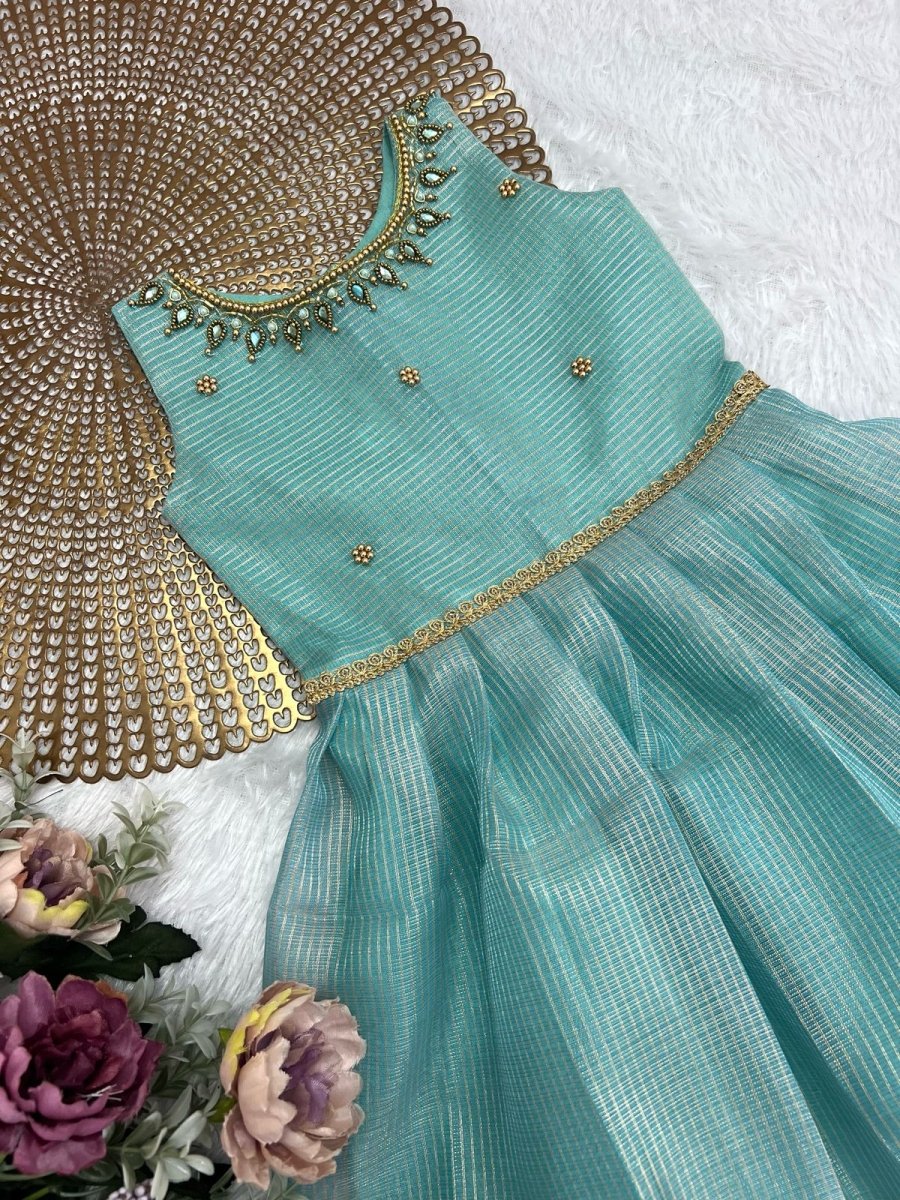 Tharini- Blue Tissue Silk Frock