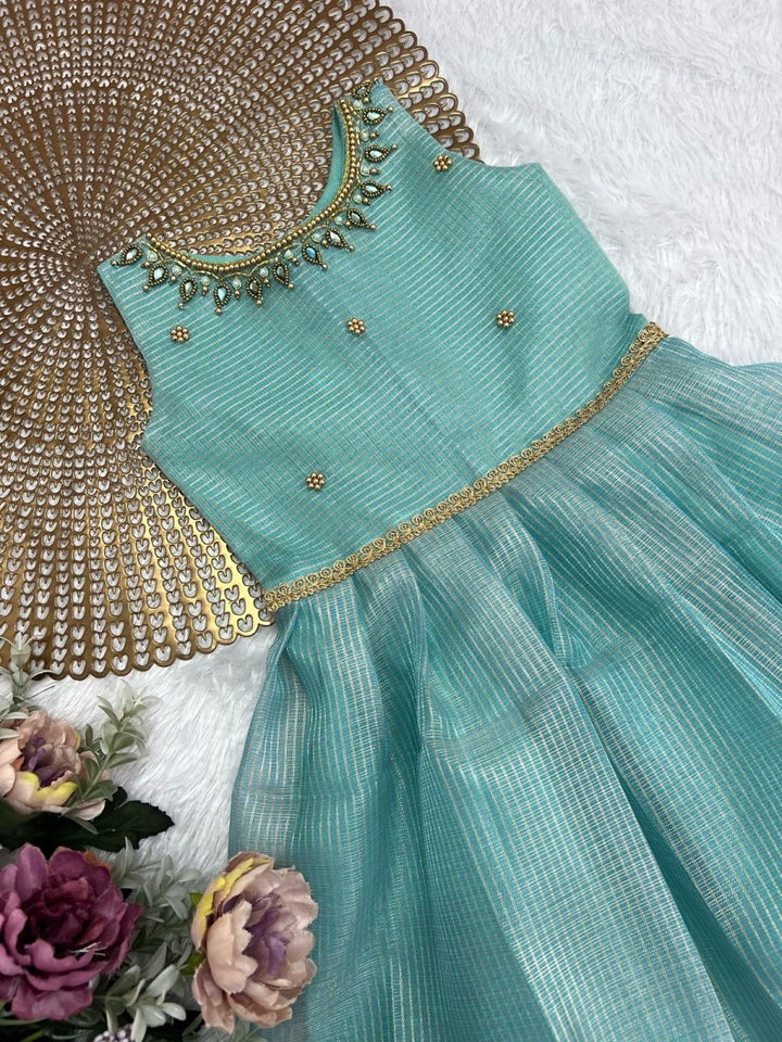 Tharini- Blue Tissue Silk Frock