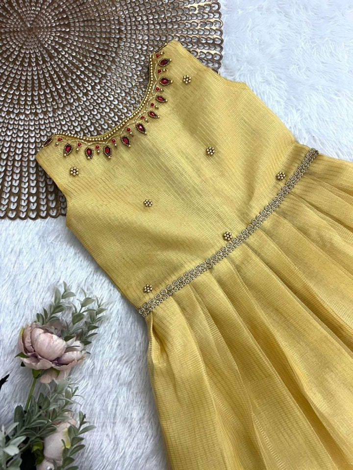 Tharini- Gold Tissue Silk Frock