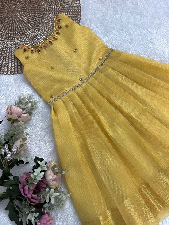 Tharini- Gold Tissue Silk Frock