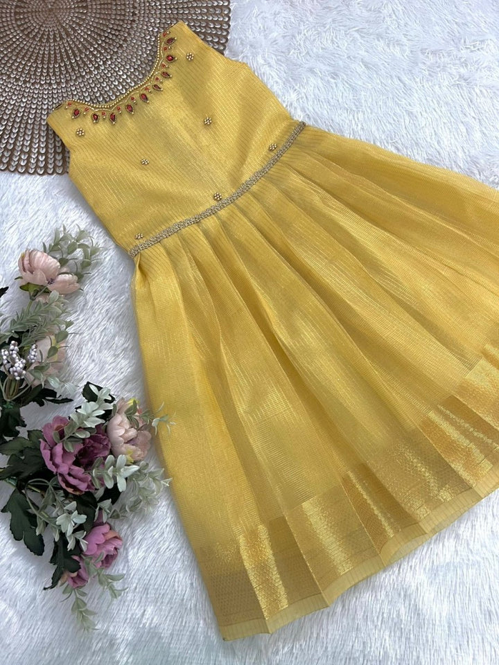 Tharini- Gold Tissue Silk Frock