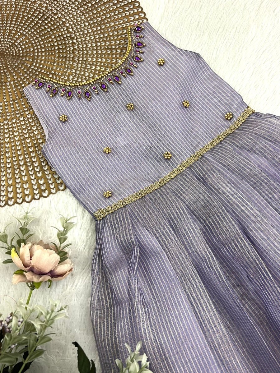 Tharini- Lavender Tissue Silk Frock