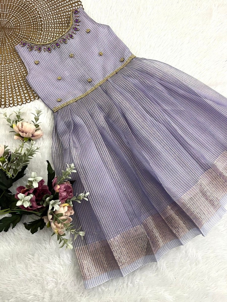 Tharini- Lavender Tissue Silk Frock
