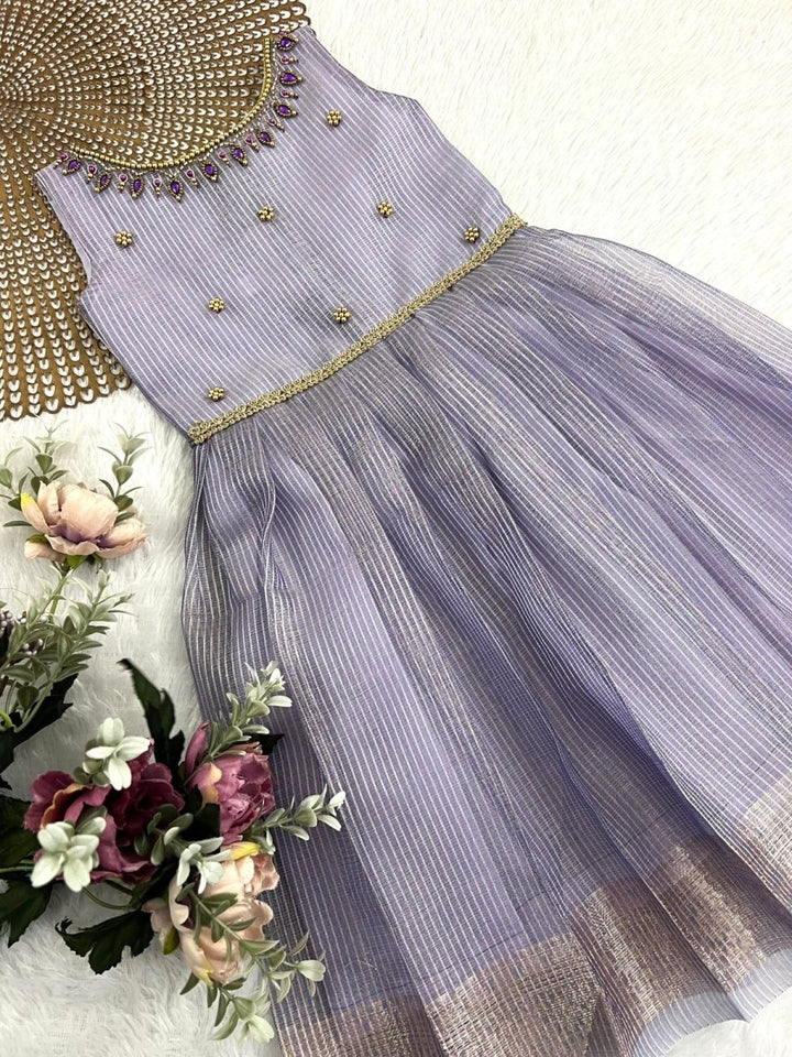 Tharini- Lavender Tissue Silk Frock