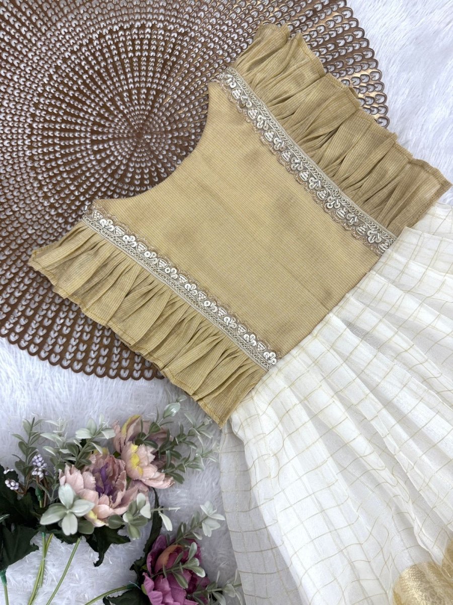 Tinu - Golden checks Frock Minipattu