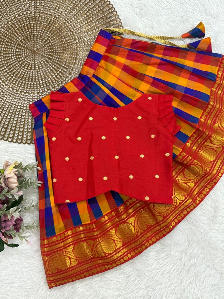 NB Vedika Red Checks Silk Minipattu