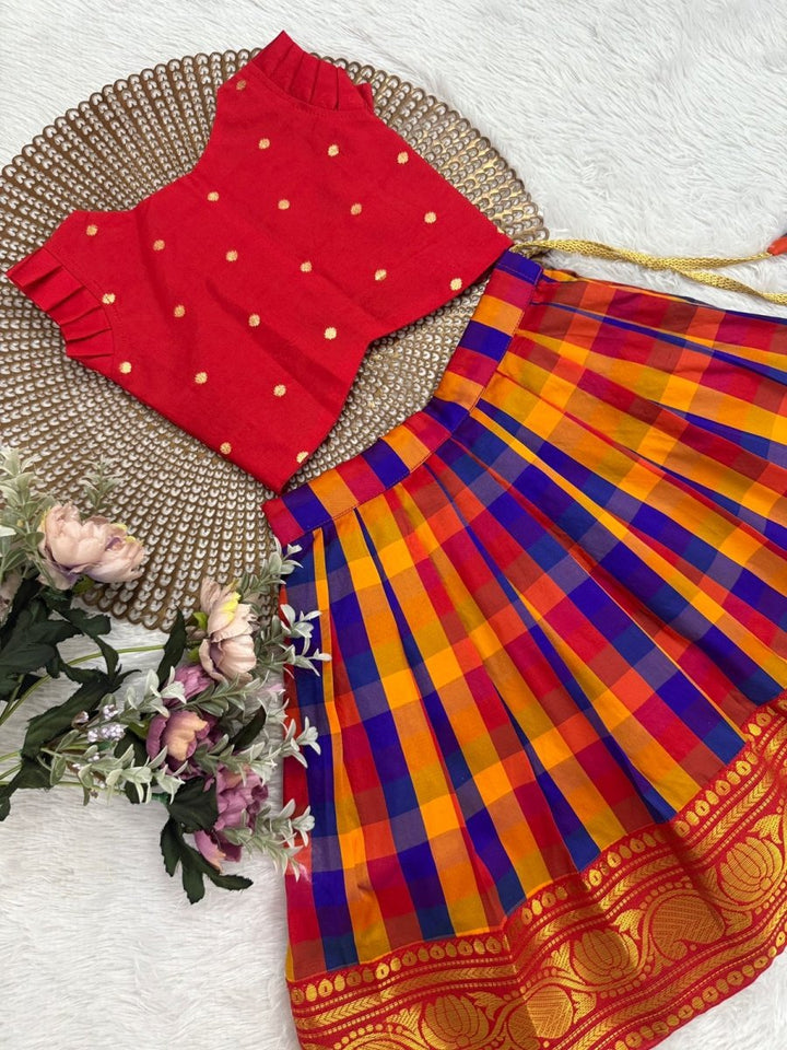 NB Vedika Red Checks Silk Minipattu