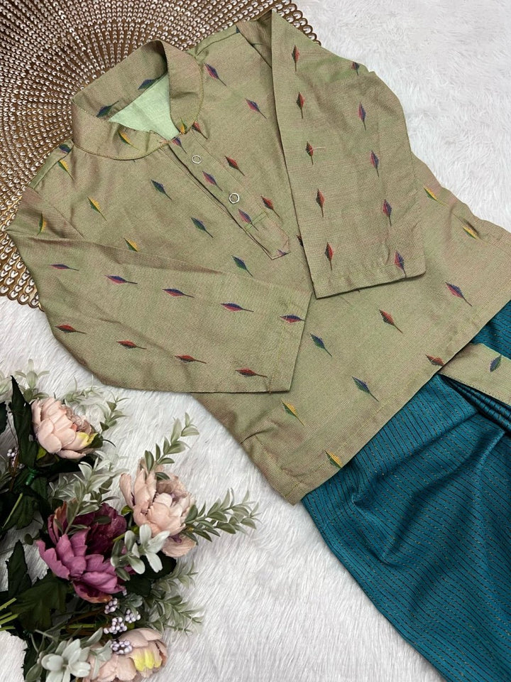 Vihaan - Green Teal Blue Kurtha set