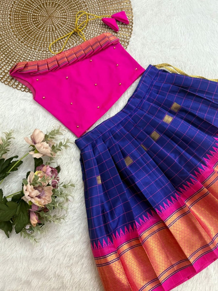 Yamuna - Pink Navy Blue Minipattu