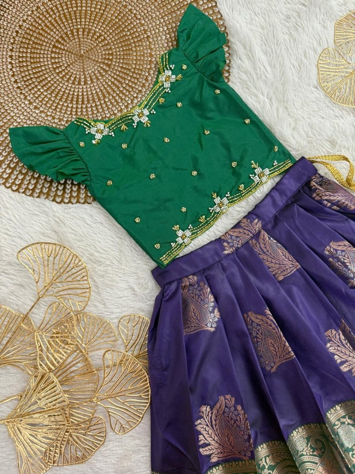 Yazhi - Green Voilet Designer Minipattu